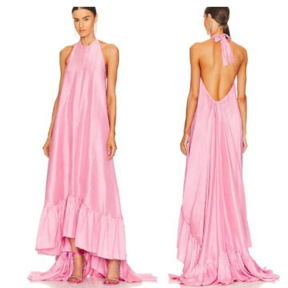 Azeeza 100% silk high low ruffle dress in Medium